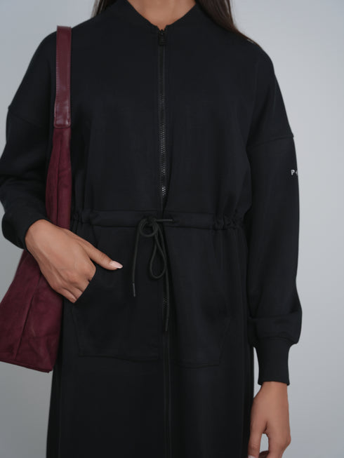 Point Black Zip Up Sweat Dress